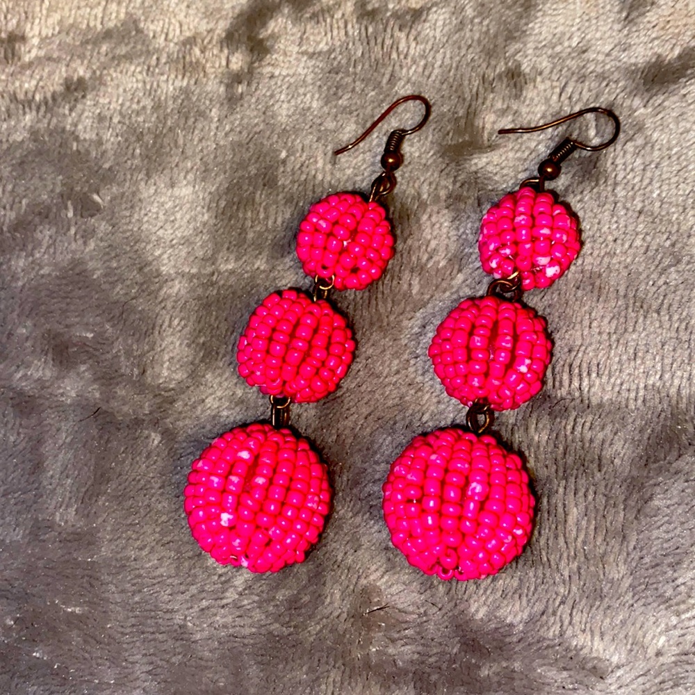 Bauble bar earrings. Bronze and pink.